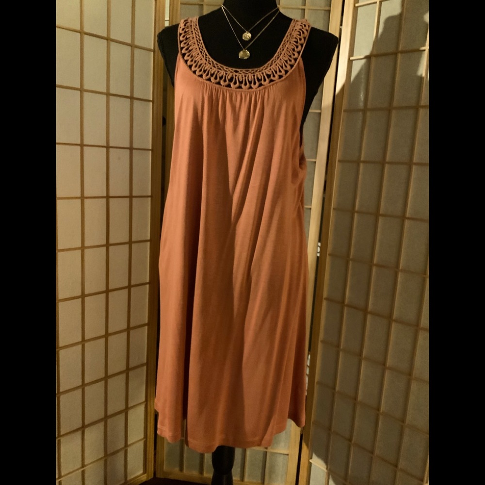 KISCHE - Burnt Orange - Tunic top or can be worn as midi dress. Sz L